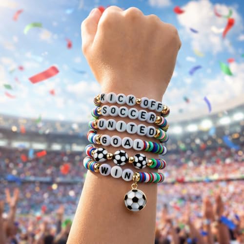 USA Soccer Bracelet Set - 6 Pack Motivational Accessories