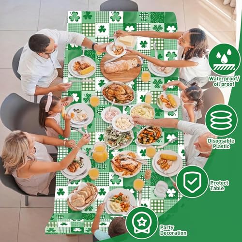 3-Piece St. Patrick's Day Shamrock Tablecloth Set - Disposable Rectangular Covers