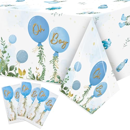Blue Watercolor Baby Shower Tablecloths - 3 Pack Disposable Covers