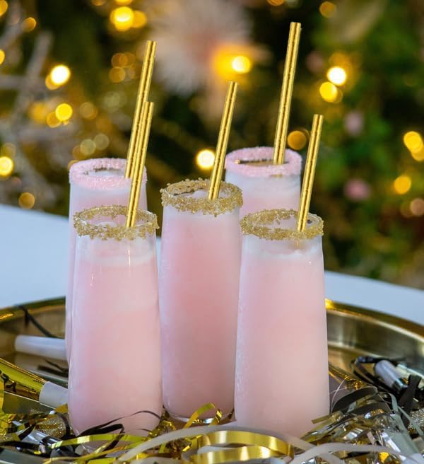 TAVOLTA 50 Pack Gold Biodegradable Paper Drinking Straws for Parties & Weddings