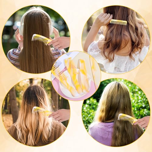 Qulkws 4-Piece Yellow Hair Comb Set for Styling, Detangling and Braiding