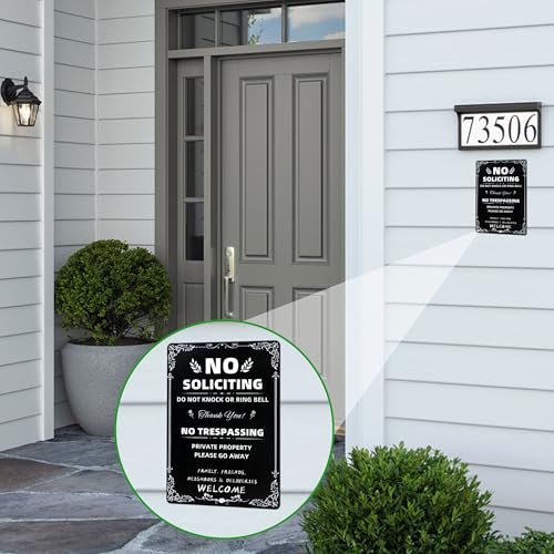 Durable Metal No Soliciting Yard Sign - Private Property Decor