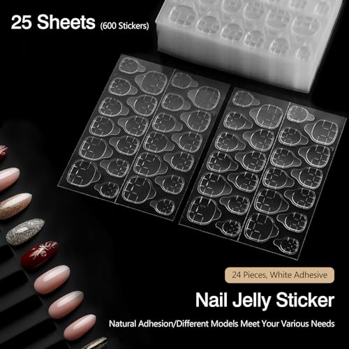 Kootinn 600 Pcs Adhesive Nail Tabs Waterproof Double-Sided Gel Stickers