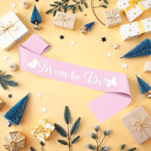 Baby Shower Sash for Moms - Pink Satin New Mom Gift