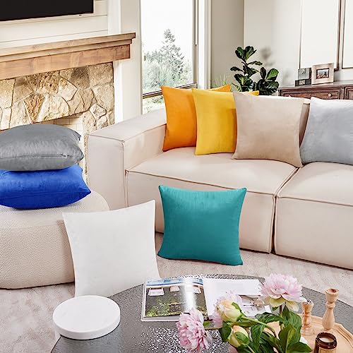 Deconovo Turquoise Velvet Throw Pillow Covers, 26x26 Inch | 2 Pack