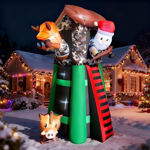 8 FT Christmas Inflatable Decorations Hunting Santa and Deer Outdoor