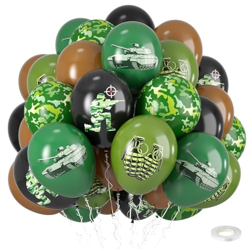 12 Inch Army Balloons - Green, Brown & Black Camo Party Decor
