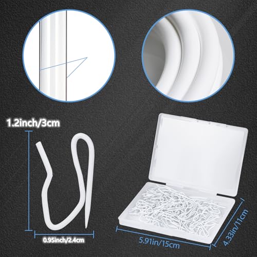 White Metal Curtain Hooks - 100 Pack, 1.2 Inch Drapery Pins