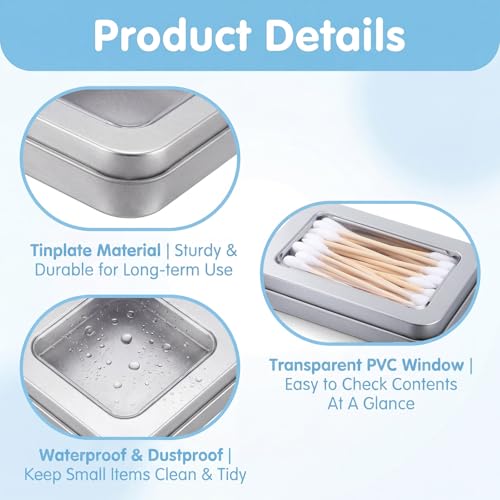 Portable Cotton Swab Holder Metal Storage Box - 2 Pcs Travel Organizer