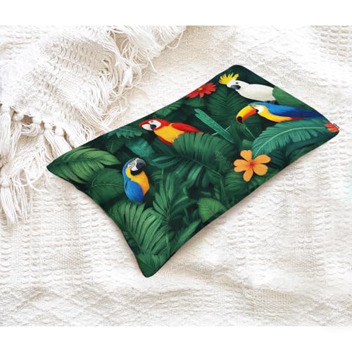 Tropical Plants Birds Throw Pillow Cover - 20x30 Inches, Cute Decor