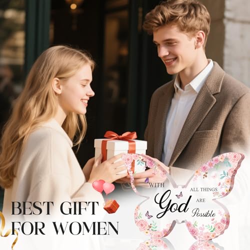 Inspirational Pink Butterfly Desk Decor for Women - God