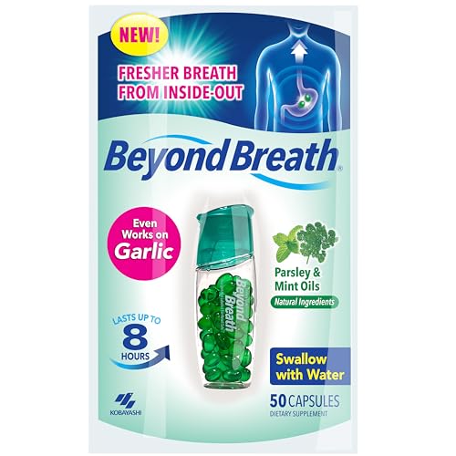 Beyond Breath Freshening Capsules 50 Count - Natural Parsley and Mint Oil Bad Breath Treatment