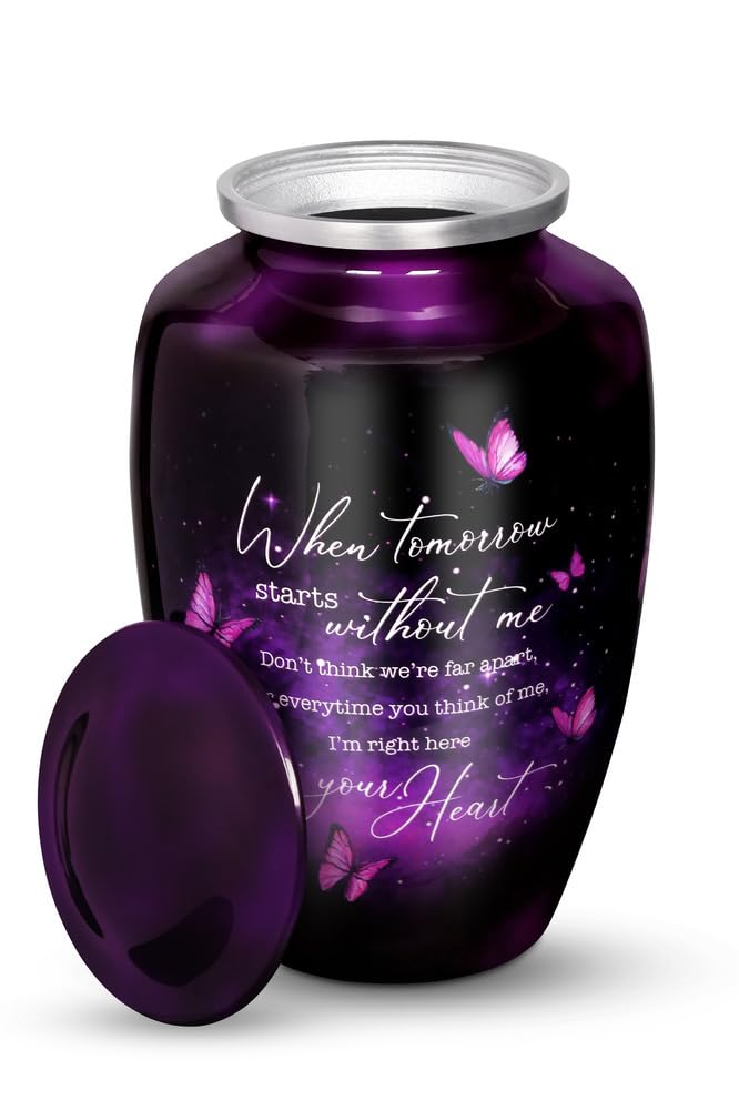 Purple Butterfly Urn for Human Ashes Adult – Large Purple Butterfly Urn for Women & Men with Secure Lid, Handcrafted Metal Urns for Ashes, Keepsake with Upto 200lbs