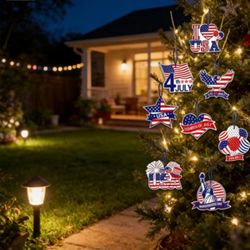 Independence Day Door Sign Decorations - Patriotic 9-Piece Set