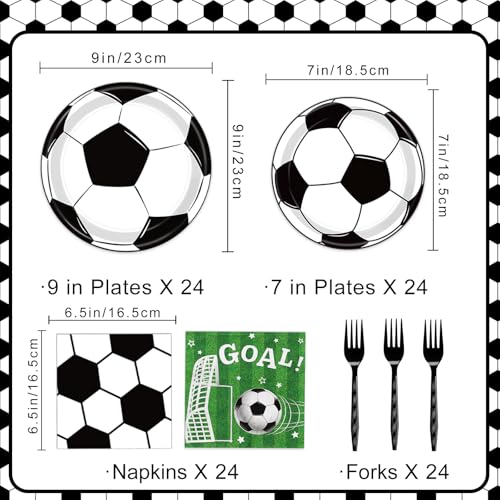 96-Piece Soccer Party Supplies Set - Disposable Tableware for 24 Guests