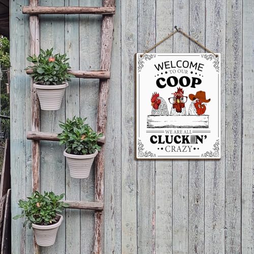 Funny Rooster Kitchen Sign - Wooden Hanging Wall Plaque 8x10