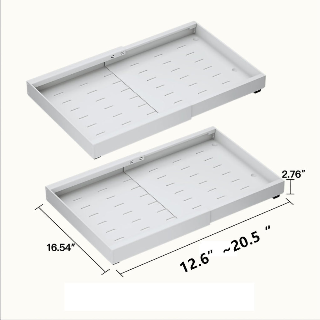 Mnftive 2PCS Expandable Pull Out Cabinet Organizer pots and pans organizer under cabinet Upgrade 3 Slide Rails Slide Out Drawers Roll Out Shelves Adhesive,Adjustable Width
