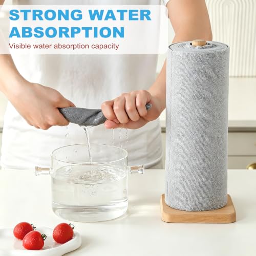 Grey 55-Pack Microfiber Cleaning Cloth Roll - 9x11 Inch Reusable & Lint-Free for Car, Kitchen & Home Cleaning