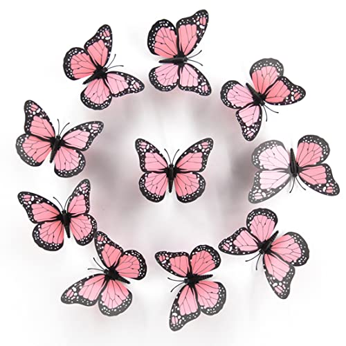 Monarch Butterfly Wall Stickers - 10 Pcs Realistic Decor