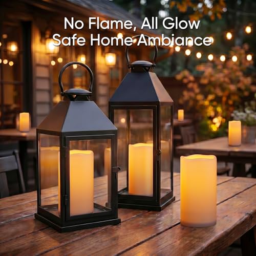 Outdoor Waterproof Flameless LED Candles 3x6 Inches with Auto Light Sensor - White, Variation of D3xH6