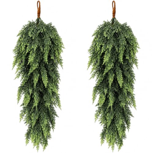 2 Pcs 32-Inch Artificial Christmas Teardrop Swag - Style H, Faux Greenery Door Decor