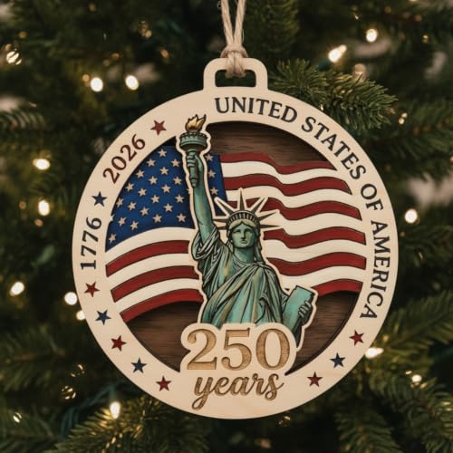 USA 250th Anniversary Patriotic Christmas Ornament - Keepsake Gift D51