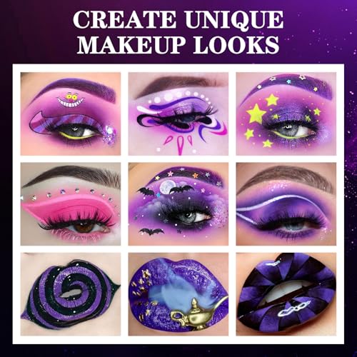 BOBISUKA Purple Eyeshadow Palette and Matte Liquid Lipstick Kit for Costume Makeup