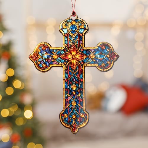 Nativity Cross Christmas Ornament 2026 - Religious Holiday Decor (Cross2)