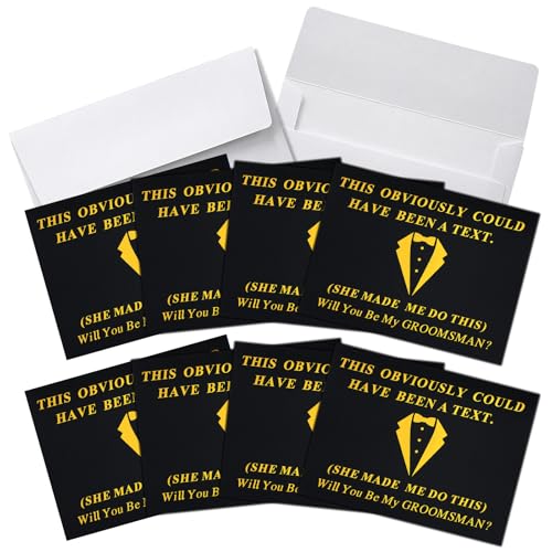 Groomsmen Proposal Cards Set - 8 Pack with Envelopes