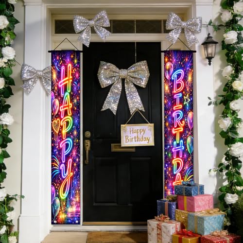 Nuxovilar Music Note Happy Birthday Porch Banner 71x12 Inches