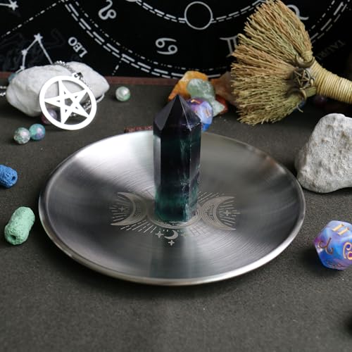 Triple Moon Stainless Steel Offering Bowl - 5.5 Inch Altar Ritual Plate