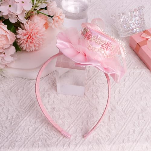 Wecoe Pink Birthday Cake Headband with Mini Hat Hair Accessory