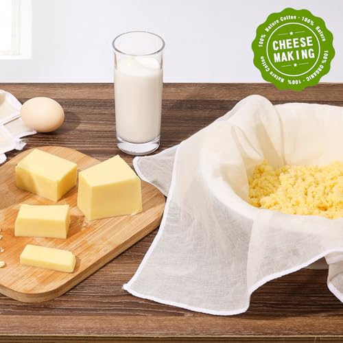 12 Pcs Organic 20x20 Inch Cheese Cloths - Reusable Grade 100 Cotton for Cheese Making & Cooking