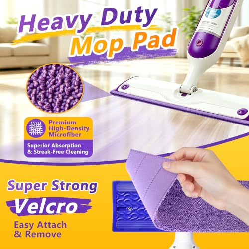 FIXSMITH 4 Pack Reusable Microfiber Mop Pads for Swiffer Power & Spray Mops