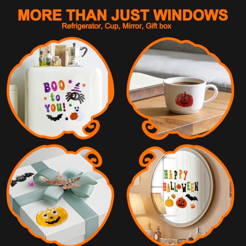 Halloween Window Gel Clings - 6 Sheets of Festive Stickers
