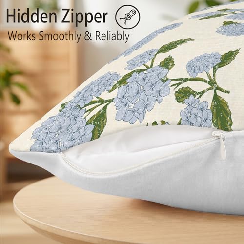 Hexagram Blue Floral Throw Pillow Covers 18x18 (Pack of 2)