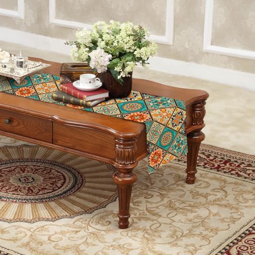 Boho Bohemian Table Runner - Vintage Seasonal Design, 13 x 36 Inches - Bohemian B