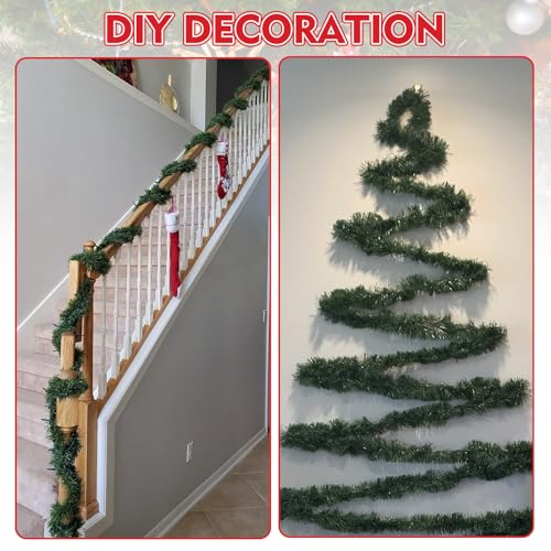 50 Ft Artificial Christmas Garland Decorations No Lights Outdoor