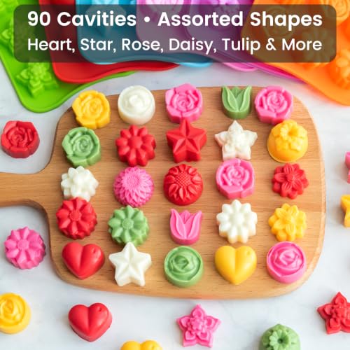 Silicone Flower Chocolate Candy Molds 6-Pack for Baking and Crafting
