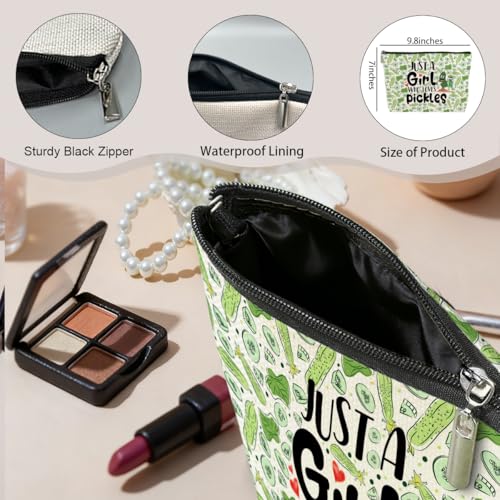 Funny Pickle Makeup Bag Cotton Linen Cosmetic Pouch Gift for Women