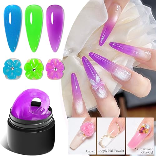 MEET ACROSS Solid Builder Gel Kit - 3 Colors Nail Extension Kit with Brush