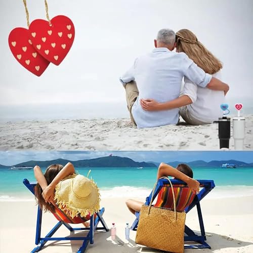 8-Pack Heart Silicone Straw Covers for Stanley Cups - 10mm