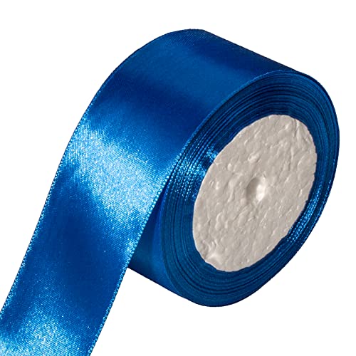 2 Inch Satin Ribbon - Blue Gift Wrap Ribbon for Crafts & Wedding Decorations