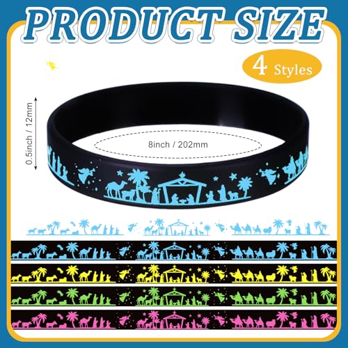 100 Pcs Christmas Nativity Silicone Bracelets Wristbands - Religious Holiday Gift