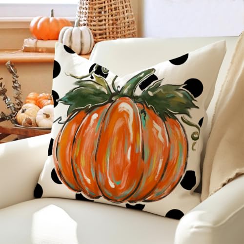 RABUSOFA Fall Pumpkin Pillow Covers 18x18 Autumn Orange Decor