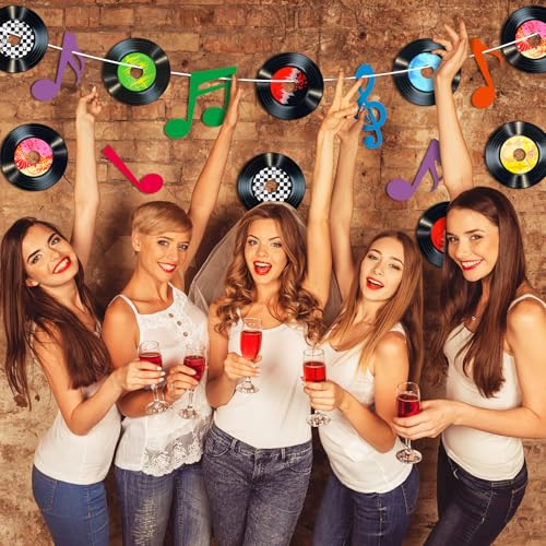 39 Pcs Music Party Decorations - Retro Musical Notes & Vinyl Record Cutouts