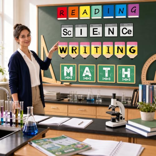 23-Piece Classroom Bulletin Board Decor Set for Reading, Math & Science