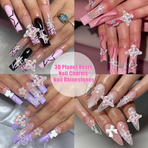 RODAKY Star and Planet Nail Charms 12pcs Crystal Rhinestone Gems