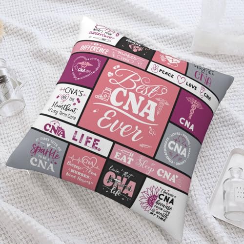 CNA Gifts for Women - 18" x 18" Pink Throw Pillow Cover