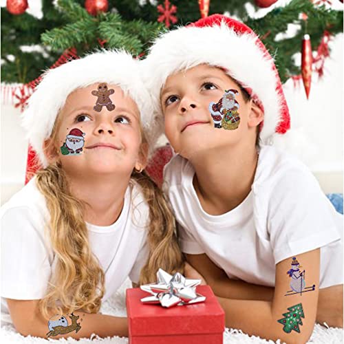 CHARLENT Glitter Christmas Temporary Tattoos for Kids 12 Sheets
